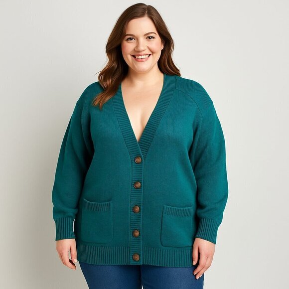 Venezia Sweaters - Venezia Original Sportswear Women Teal Green 4 Button 2 Pocket Cardigan Sz 18-20